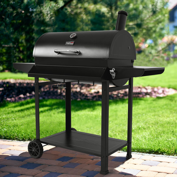 Royal Gourmet 30" Barrel Charcoal Grill with Smoker and Side Tables